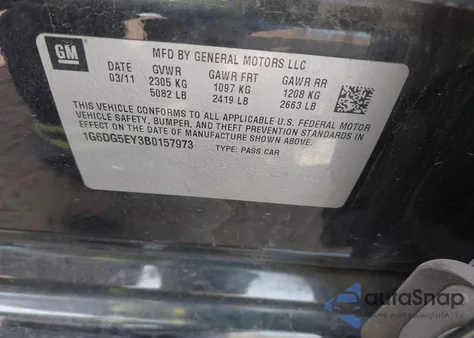 2011 Cadillac Cts Luxury из США, поврежденный, VIN 1G6DG5EY3B0157973